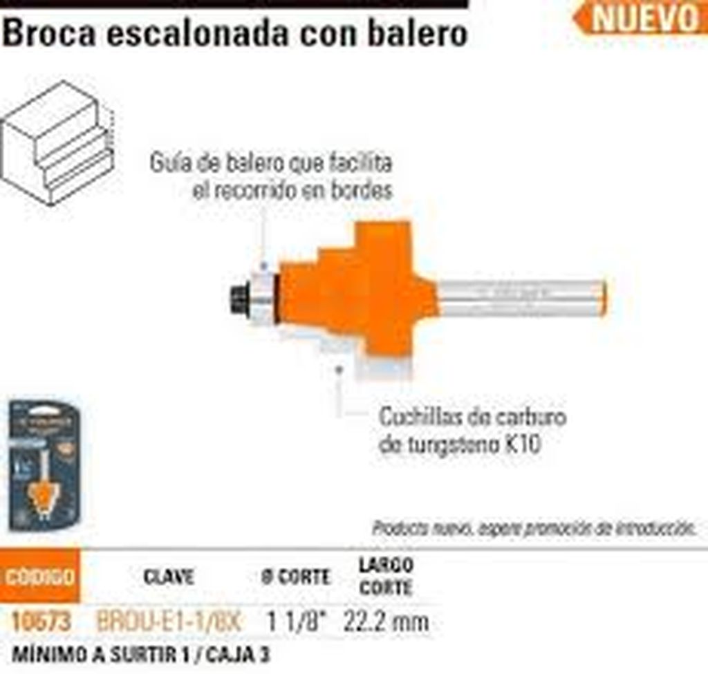 Broca para router, española, 1-1/4', con balero, Truper BROU-ESP1-1/4X, 10676