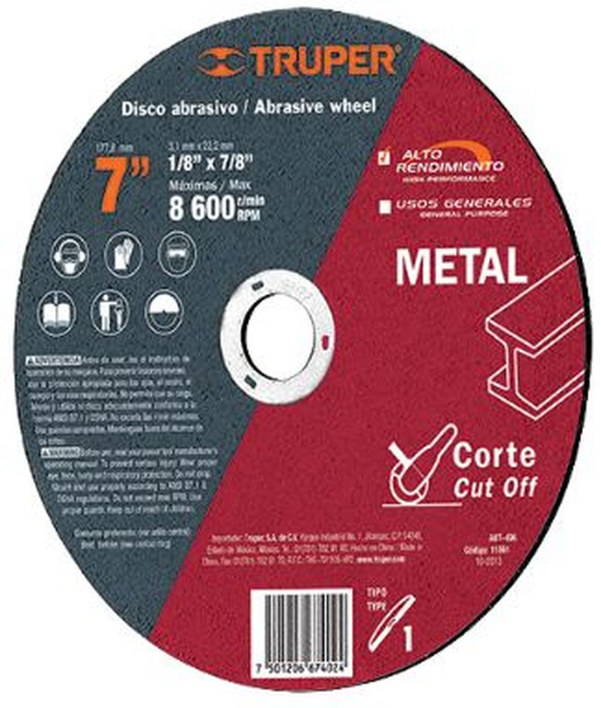 Disco para corte de metal, tipo 41, diámetro 7' Expert ABT-496, 11561