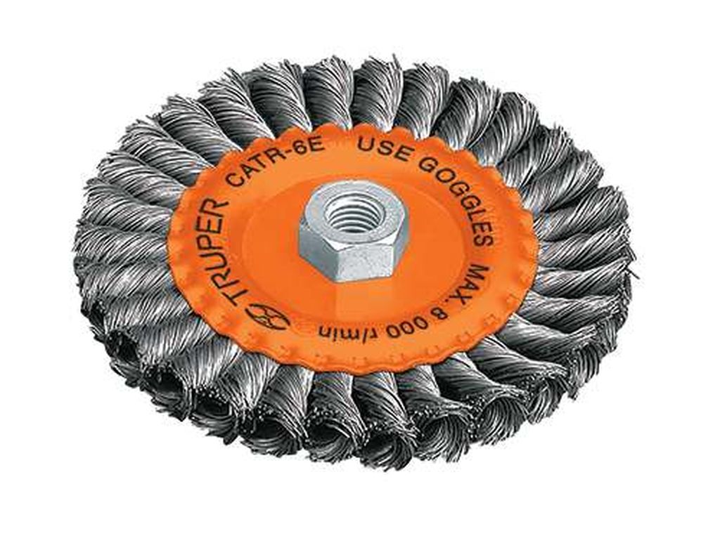 Carda circular 6' alambre trenzado, eje 5/8'-11, Truper CATR-6E, 11597
