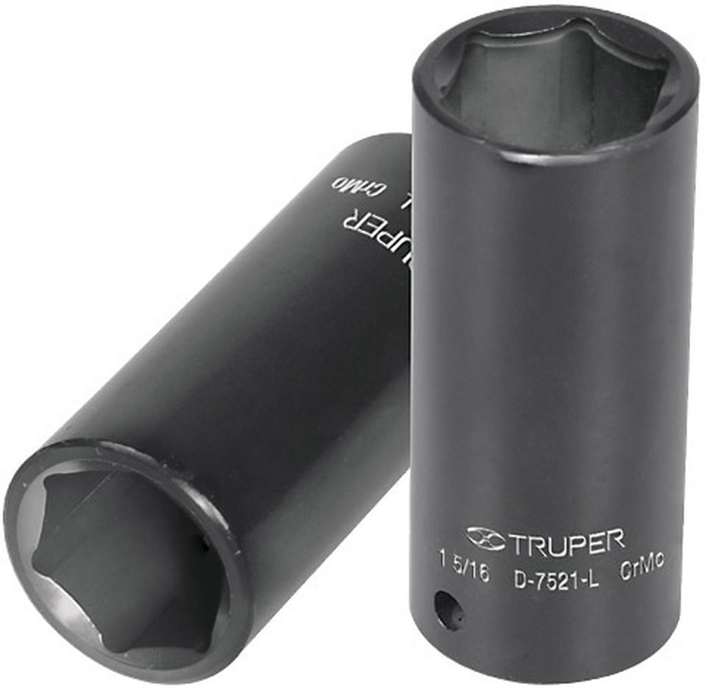 Dado largo de impacto de 1', 6 puntas, cuadro 3/4', Truper D-7516-L, 12434
