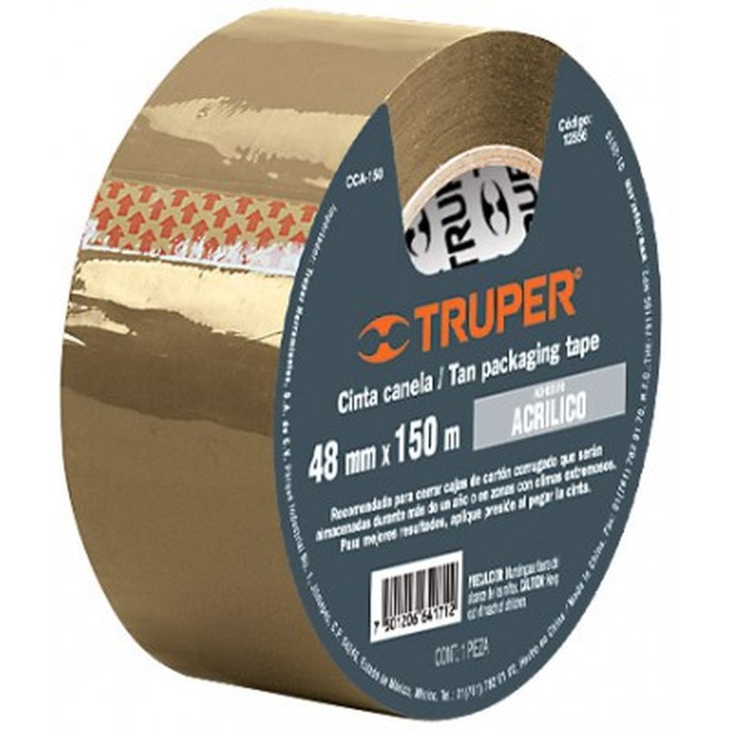 Cinta de empaque 48 mm x 50 m canela, Truper CCA-50, 12554