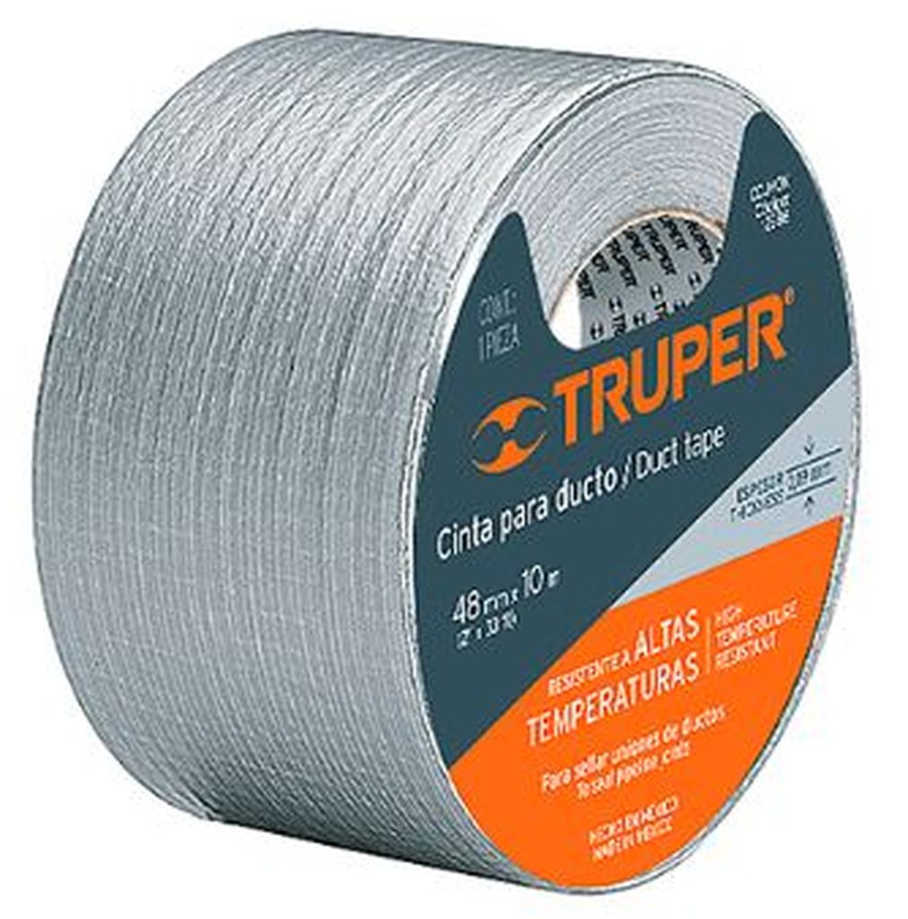 Cinta para ducto 10m x 48mm, espesor 0.19mm, Truper CDU-10X, 12586
