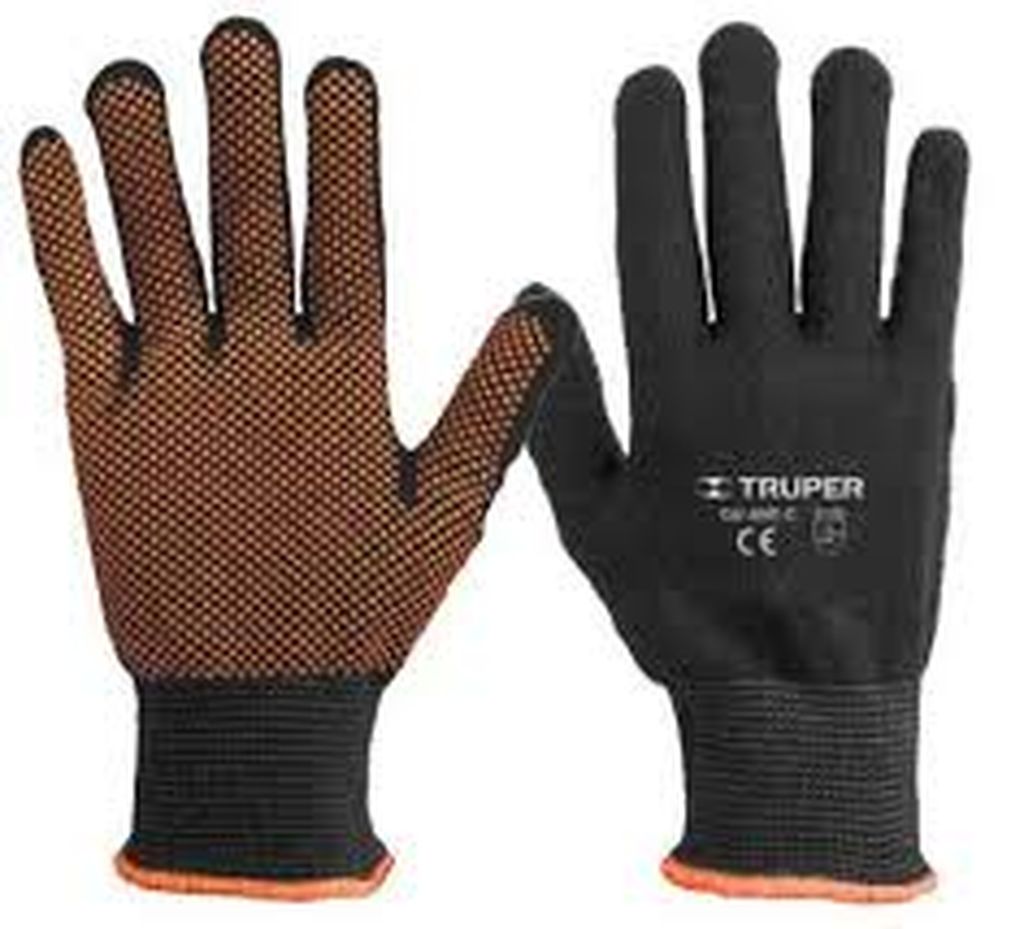 Guantes de poliéster con puntos de PVC en palma, G, Truper GU-443, 12652