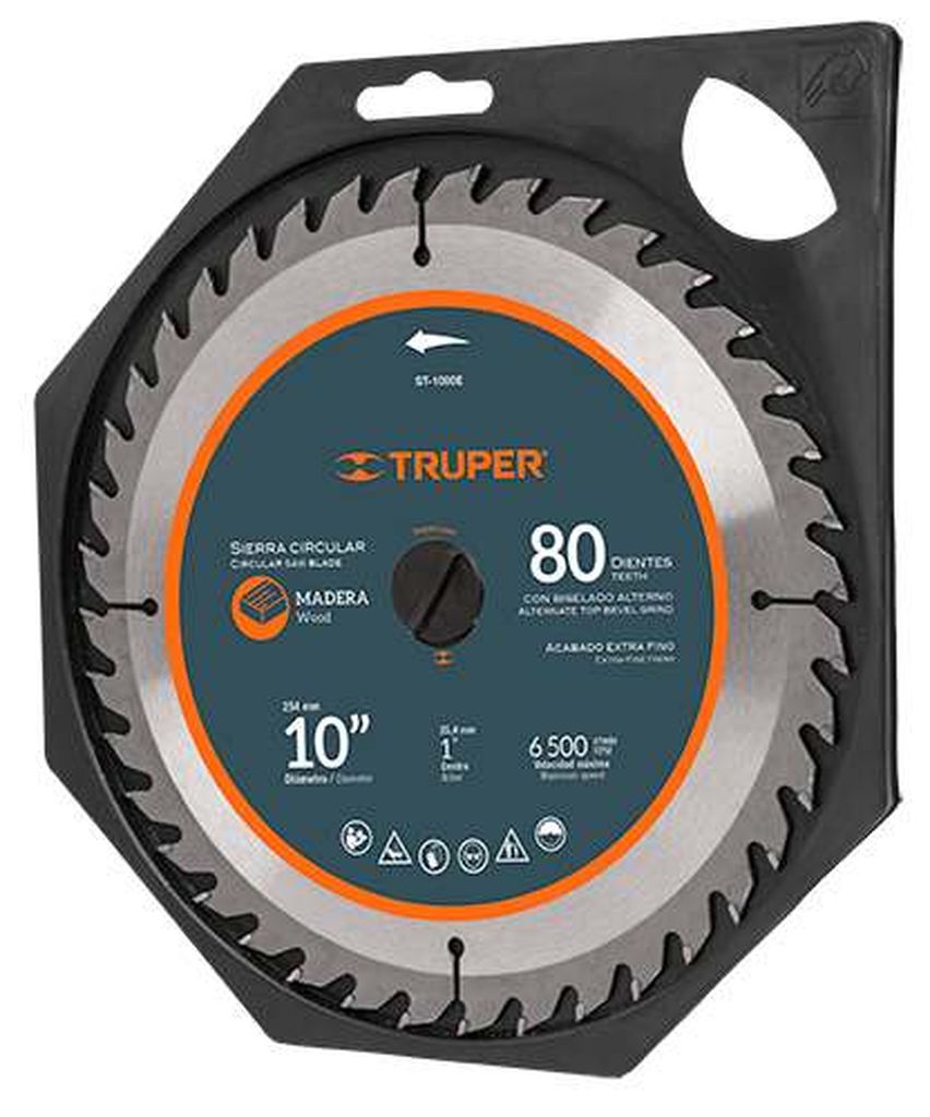 Disco sierra 10' para madera, 80 dientes centro 5/8', Truper ST-1080, 12683