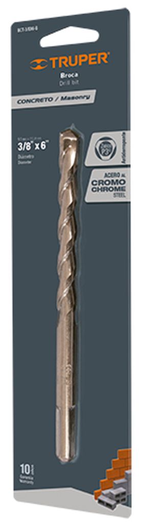 Broca para concreto de 3/8 x 6' en blíster, Truper BCT-3/8X6-B, 12759