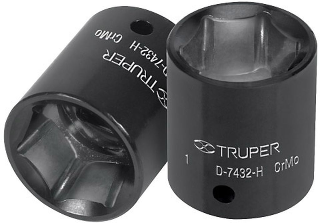 Dado de impacto de 3/8', 6 puntas, cuadro 1/2', Truper D-7412-H, 13375