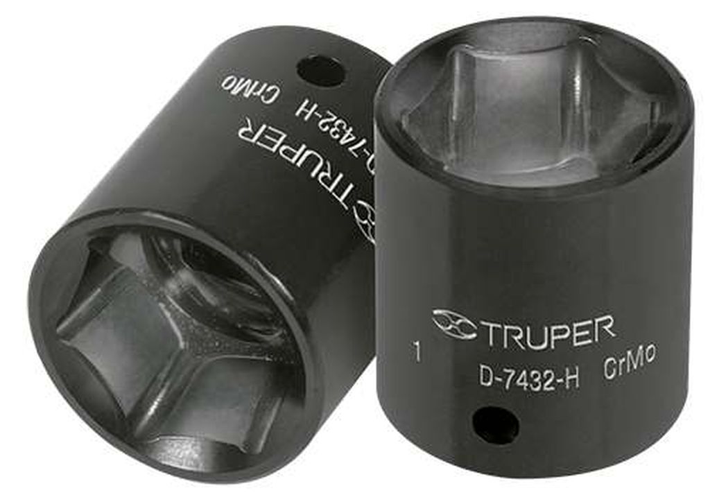 Dado de impacto de 1', 6 puntas, cuadro 1/2', Truper D-7432-H, 13385