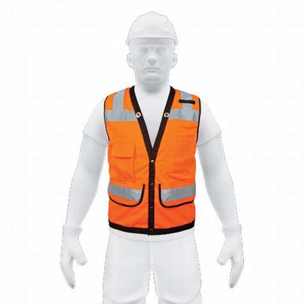 Chaleco seguridad reforzado naranja con bolsas, M, Expert CHS-800N-M, 13479