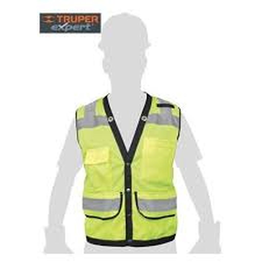 Chaleco seguridad reforzado verde con bolsas, XG, Expert CHS-800V-XL, 13484