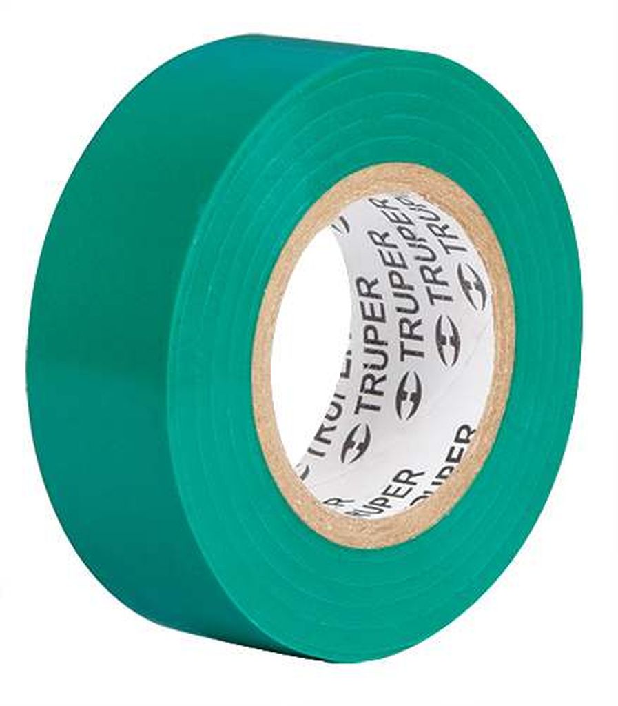 Cinta de aislar de 9 m x 19 mm, verde, Truper M-22V, 13511