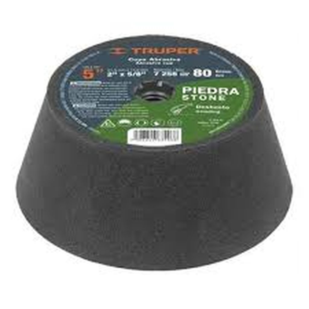 Copa desbaste de piedra 5' grano 24, eje 5/8-11, Truper C-352-PI, 13786