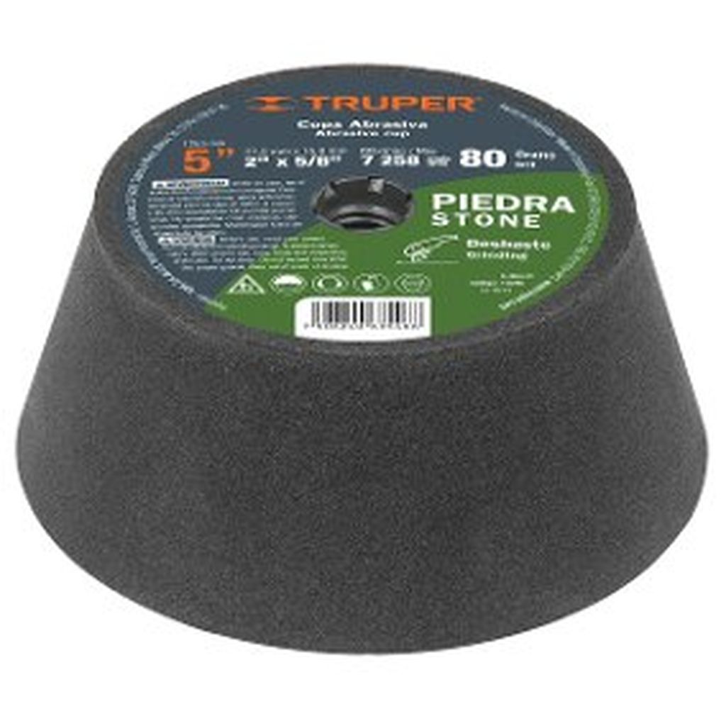 Copa desbaste de piedra 5' grano 36, eje 5/8-11, Truper C-356-PI, 13787