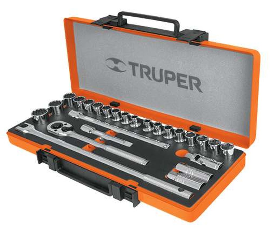 Juego de 25 herramientas cuadro 1/2' std y mm para mecánico JD-1/2X26MP, 13938