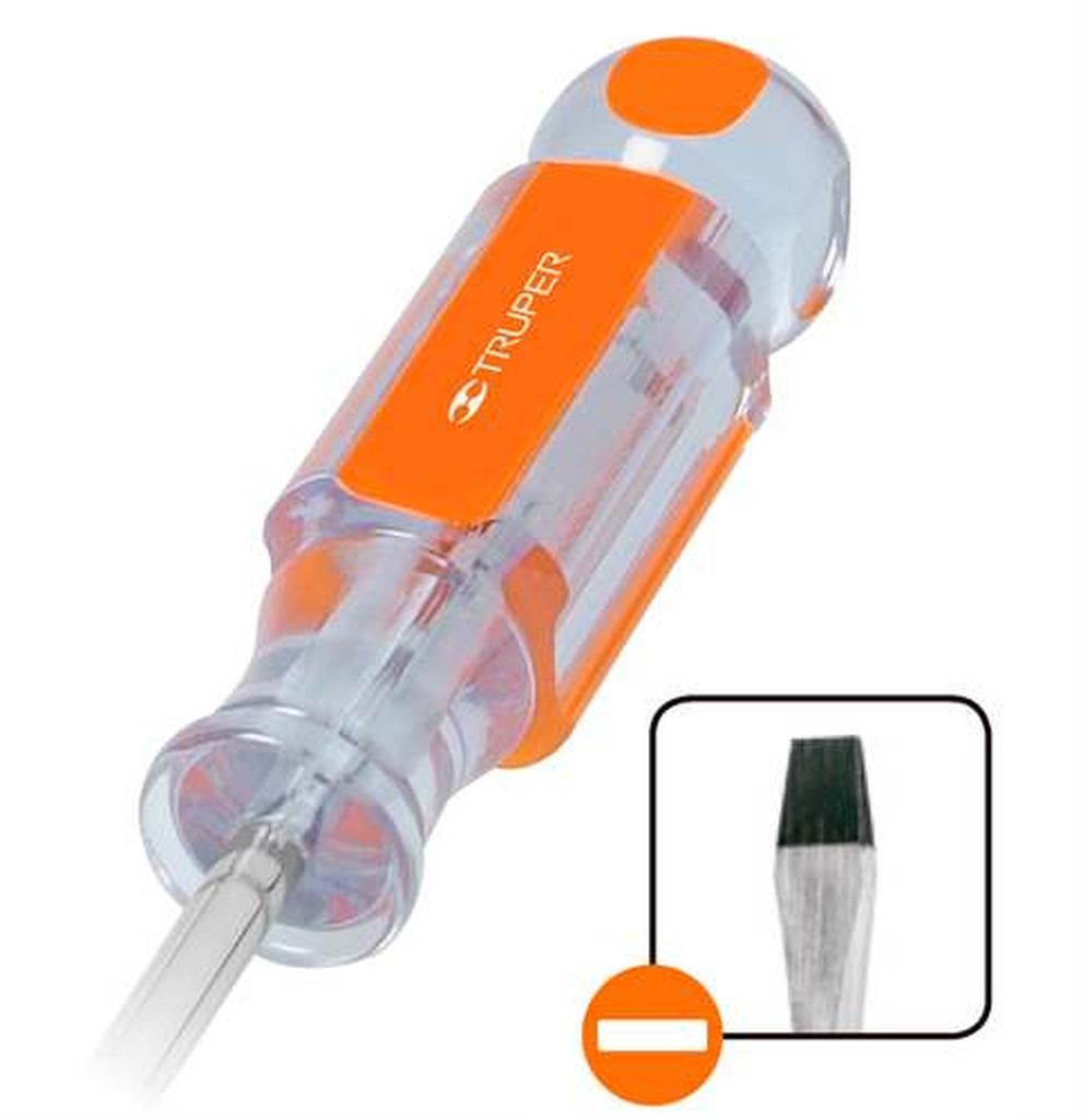 Desarmador plano 1/4' x 1-1/2' mango de acetato, Truper DR-1/4X1-1/2, 13993