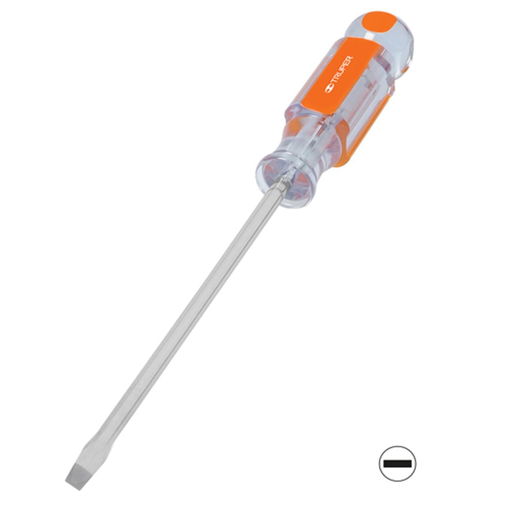 Desarmador plano 1/4' x 4' mango de acetato, Truper DR-1/4X4, 13996