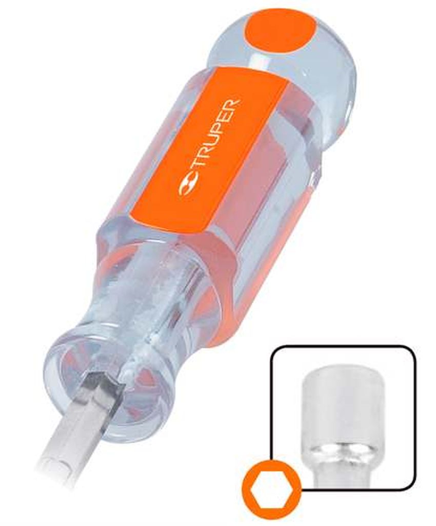 Desarmador de caja 3/16' mango de acetato, Truper DJ-3/16, 14119