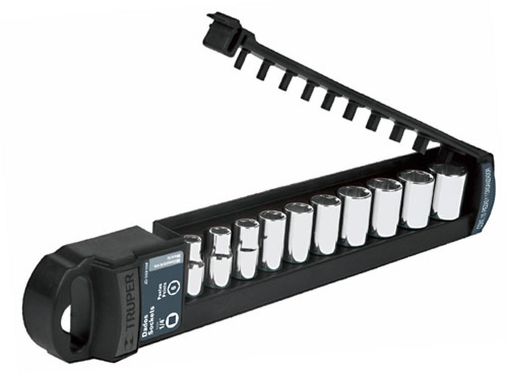 Juego de 10 dados cuadro 1/4' std, Truper JD-1/4X10P, 14165