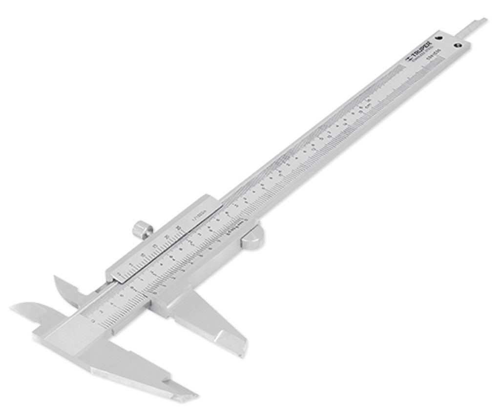 Calibrador vernier analógico 6' acero inox, std y mm, Truper CAL-6MP, 14394