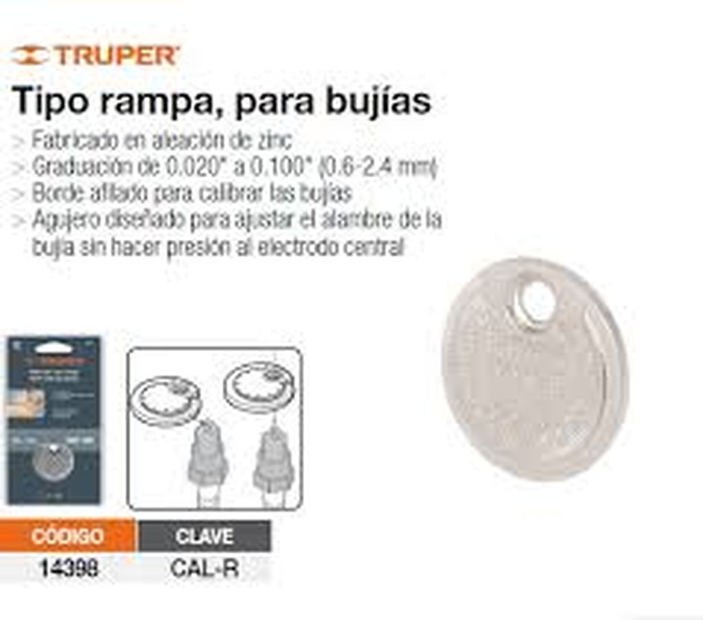 Calibrador redondo para bujías, Truper CAL-R, 14398