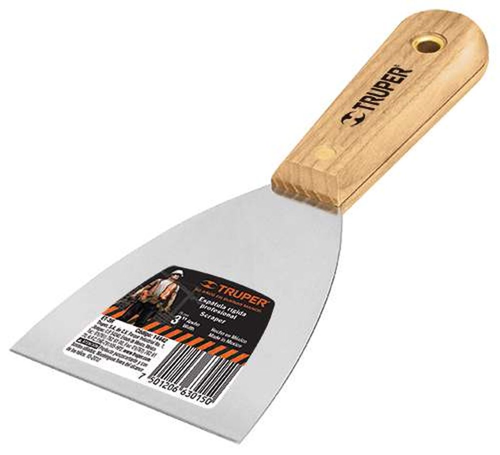 Espátula rígida 3' con mango de madera, Truper ET-3R, 14442
