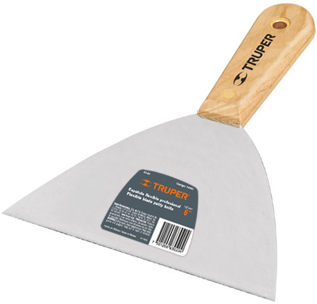 Espátula flexible 4' con mango de madera, Truper ET-4F, 14450