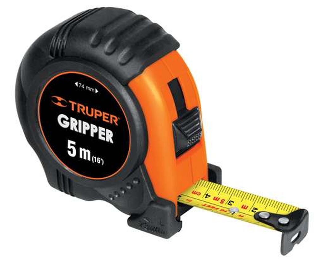 Flexómetro Gripper contra impactos 5 m cinta 19 mm, Truper FH-5M, 14578