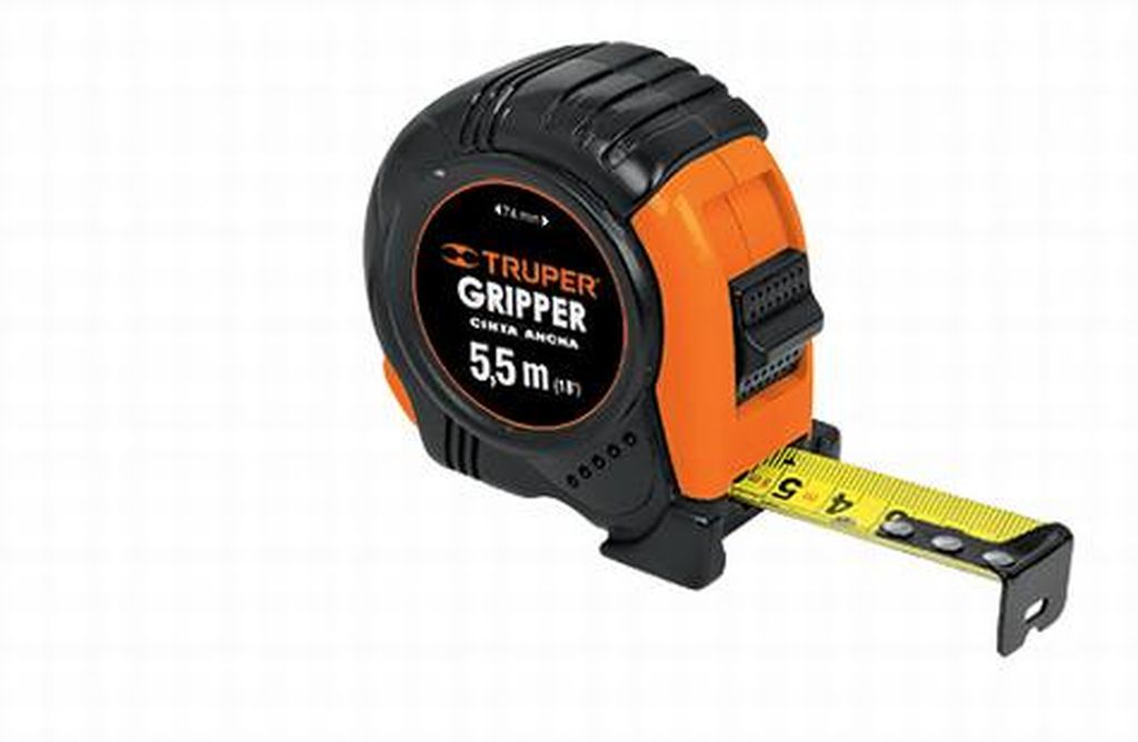 Flexómetro Gripper contra impactos 5.5 m cinta 25 mm, Truper FH-55M, 14613