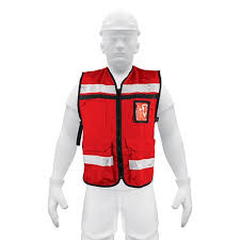 Chaleco brigadista con cintas reflejantes, color rojo CHS-900R, 14663