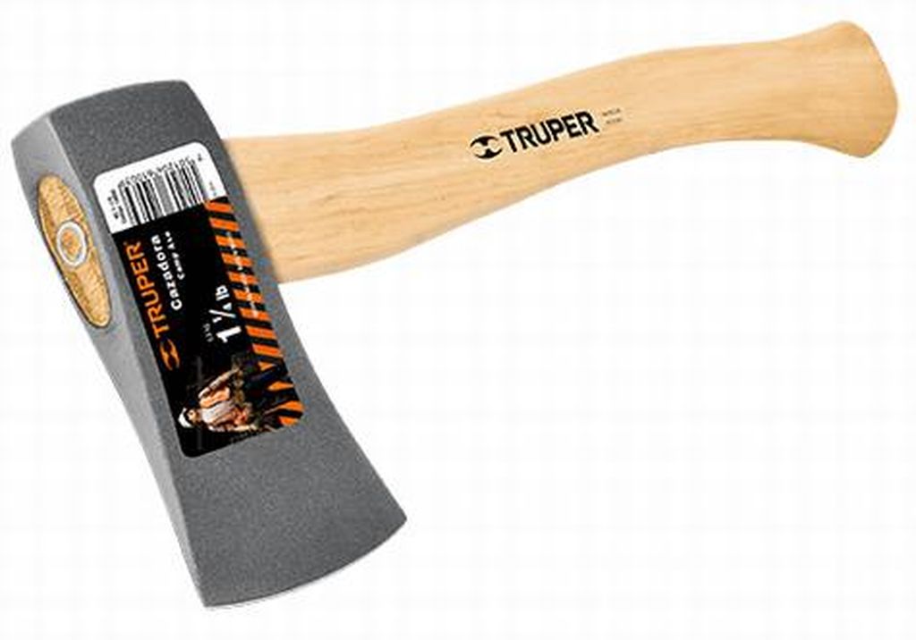 Hacha cazadora 1-1/4 lb, mango hickory 14', Truper HC-1-1/4, 14950