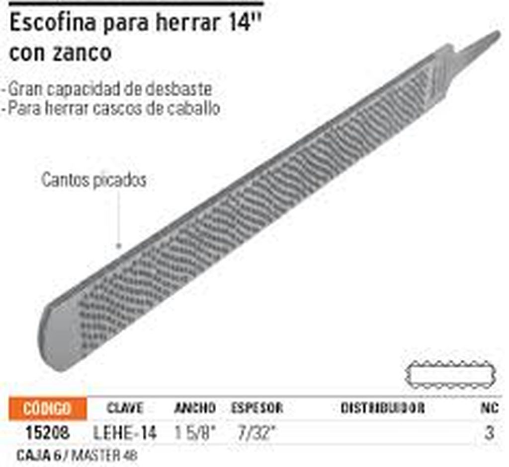 Lima escofina para herrar con zanco 14', Truper LEHE-14, 15208