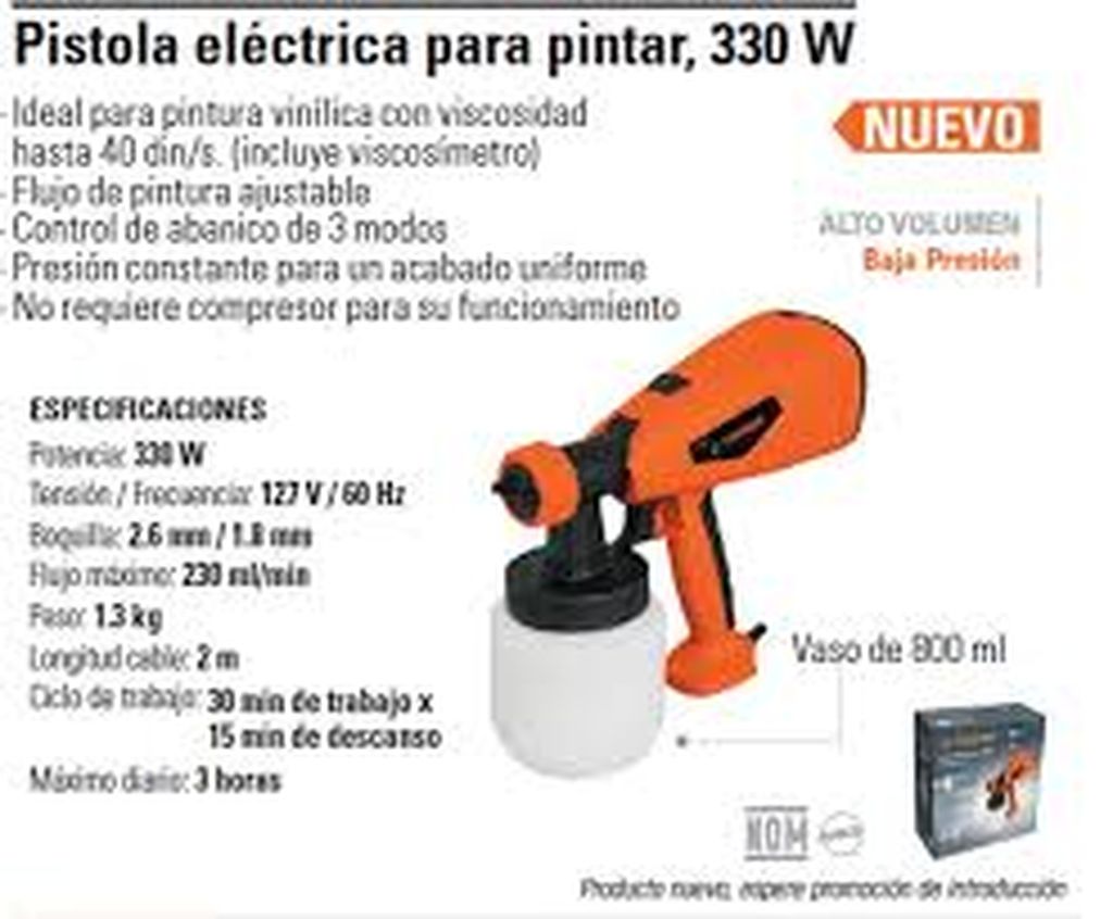 Pistola eléctrica para pintar de 330 W, Truper PIPI-33E, 15382