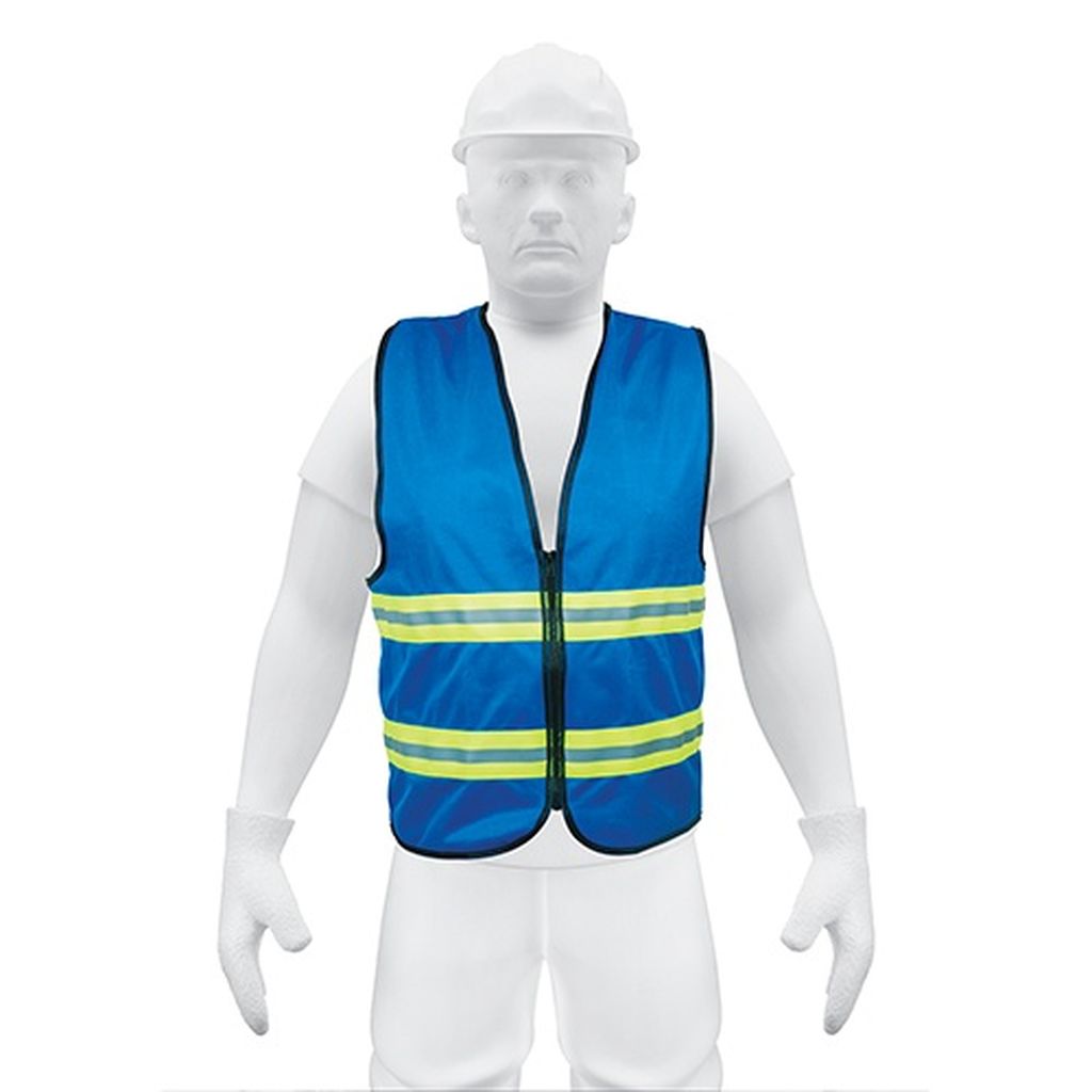 Chaleco de seguridad azul alta visibilidad con cierre CHS-600A, 15416