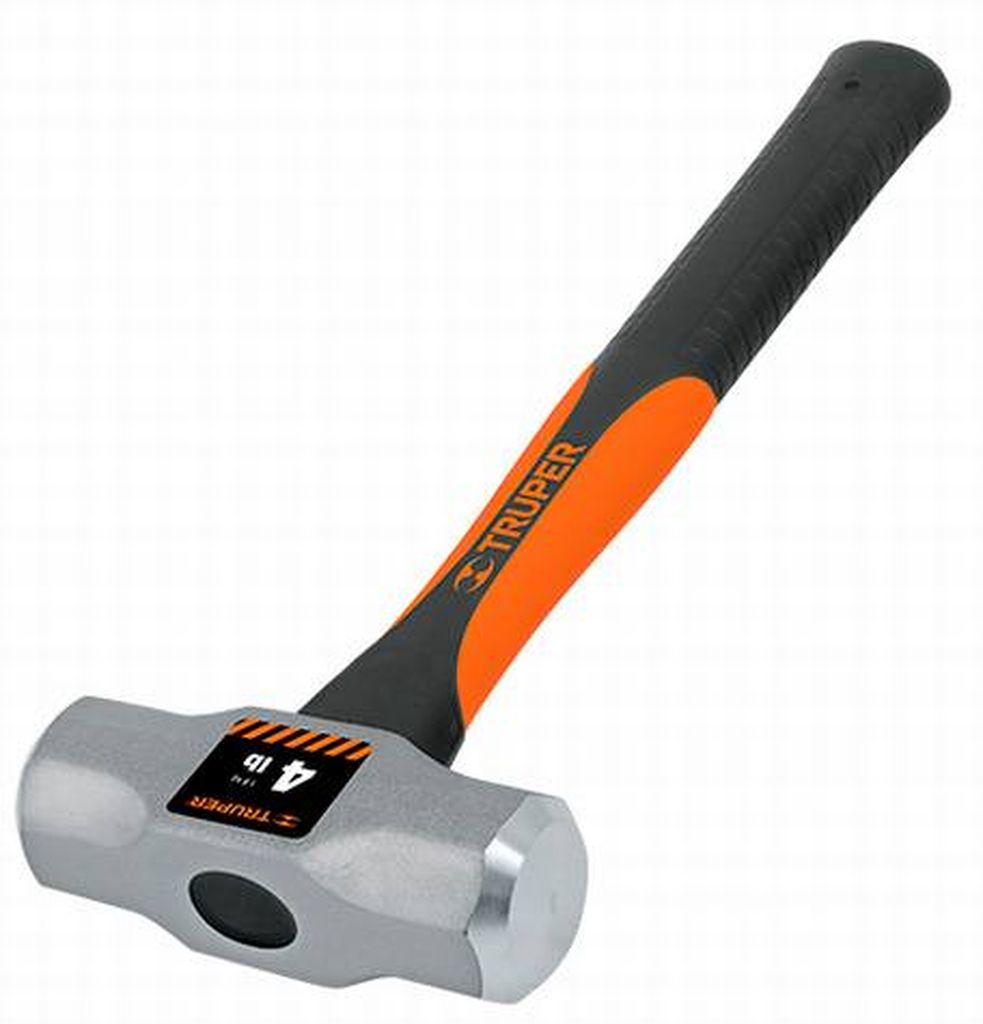 Marro octagonal 4 lb, mango de fibra de vidrio 14', Truper MD-4F, 16536