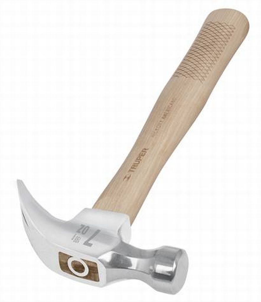 Martillo pulido 7 oz uña curva, mango hickory, Truper Grip MO-7, 16650