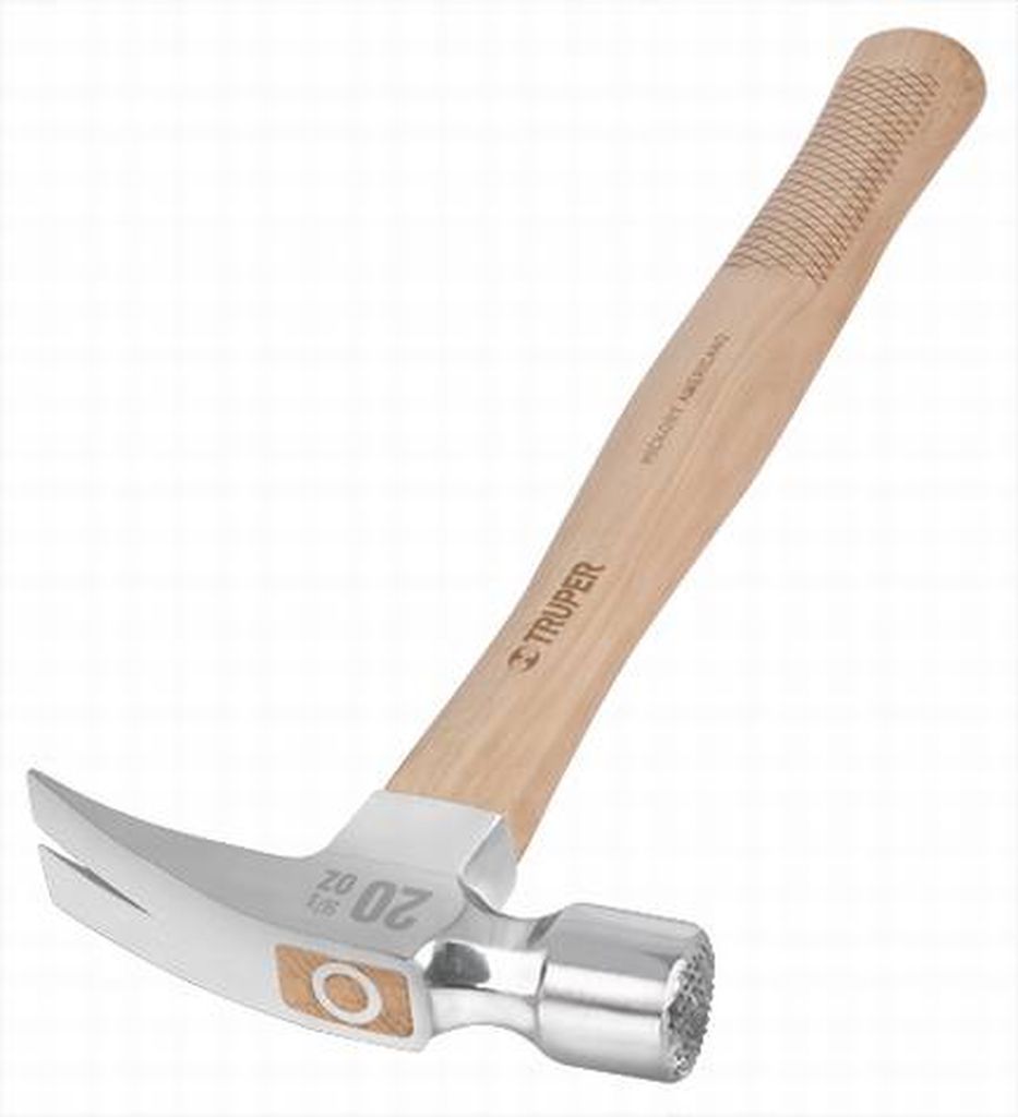 Martillo pulido 20 oz uña recta, boca fresada, Truper Grip MOR-20F, 16663