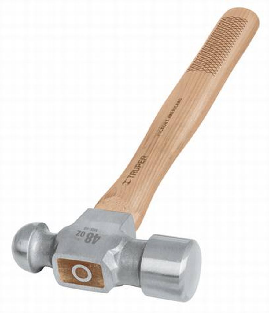 Martillo pulido de bola 48 oz mango hickory, Truper Grip MB-48, 16906