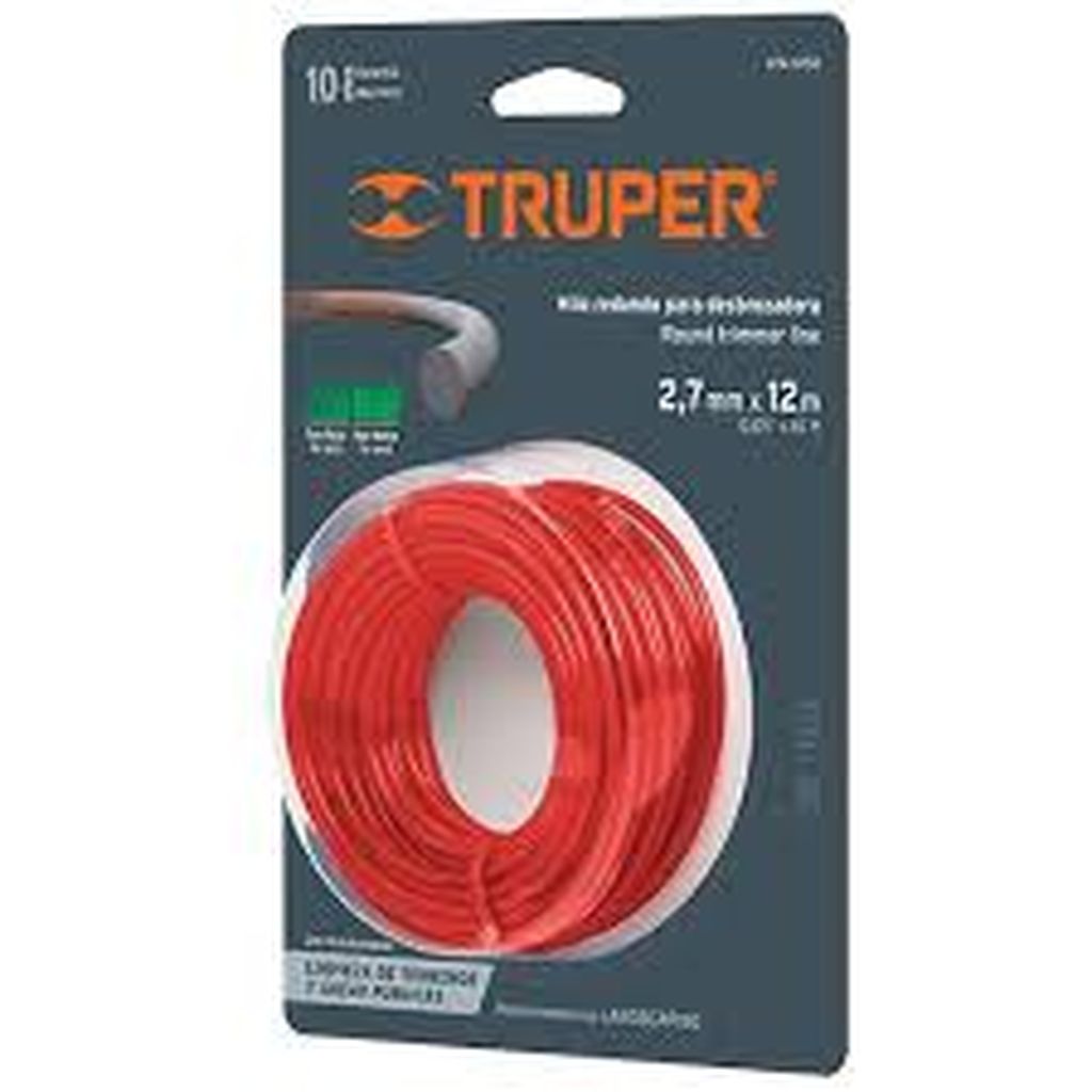 Rollo de hilo para desbrozadora, 2.7 mm x 12 m, Truper HTA-105B, 16945