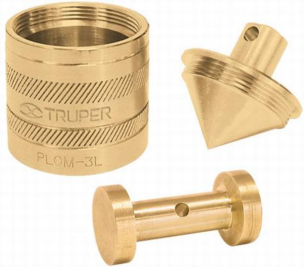 Plomada de latón 12 oz con centro y guía magnética, Truper PLOM-1L, 17067