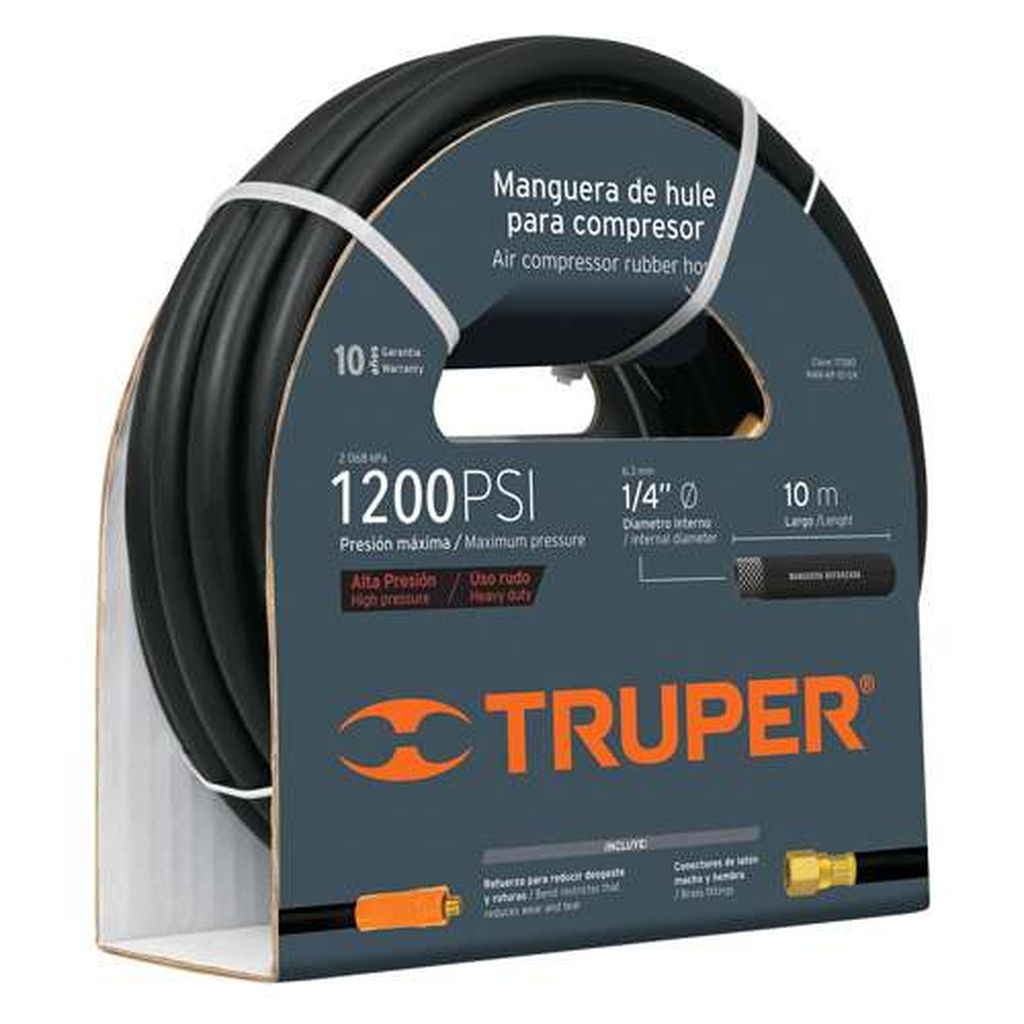 Manguera de hule para compresor, 10 m x 1/2', Truper MAN-AP-10-1/2, 17085
