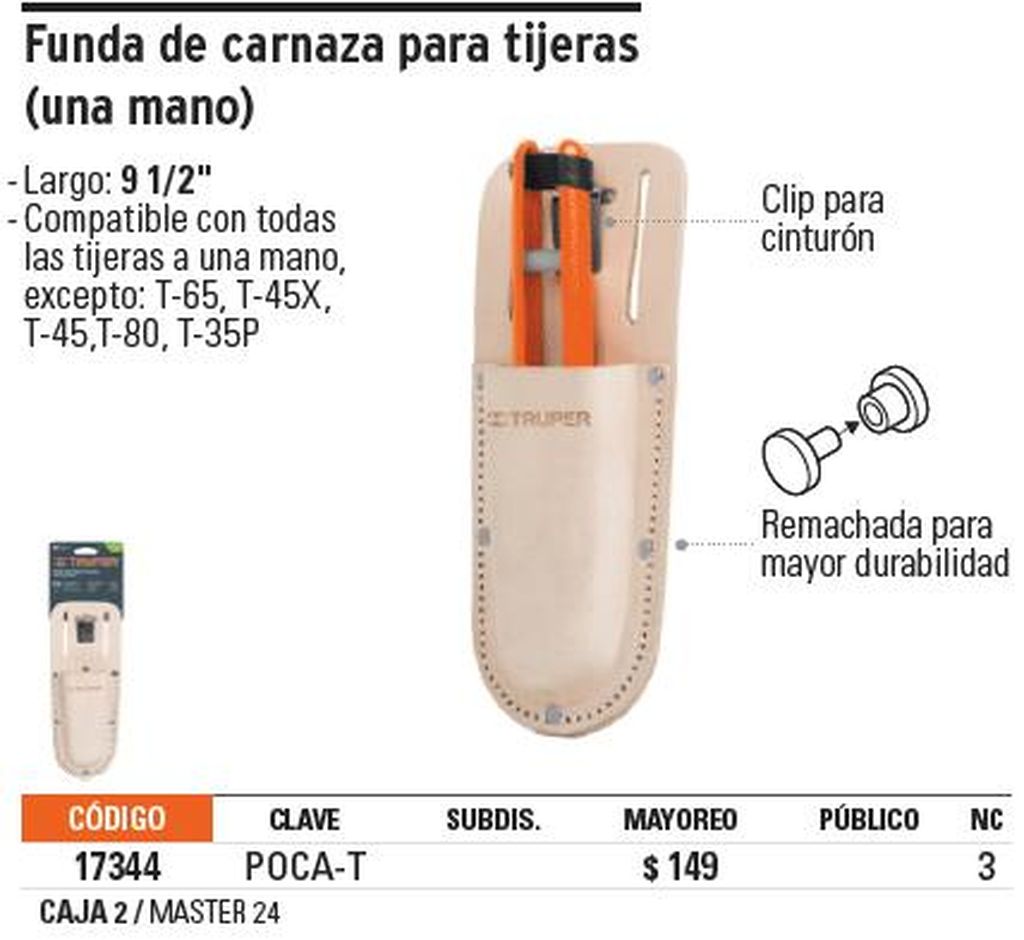 Funda de carnaza para tijeras de una mano, Truper POCA-T, 17344