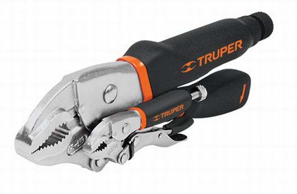 Juego de dos pinzas de presión curvas mango de vinil, Truper DUO-PPT, 17447