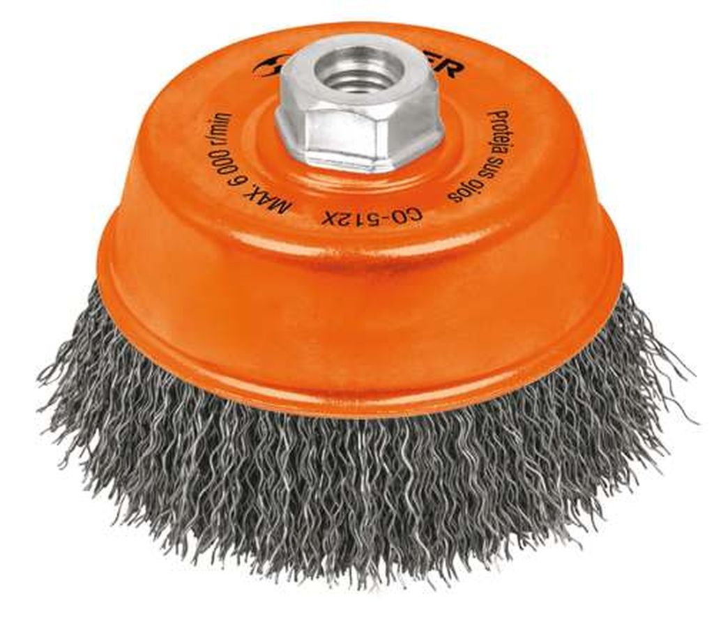 Carda copa 5' alambre ondulado grueso, eje M14, Truper CO-512MX, 17534