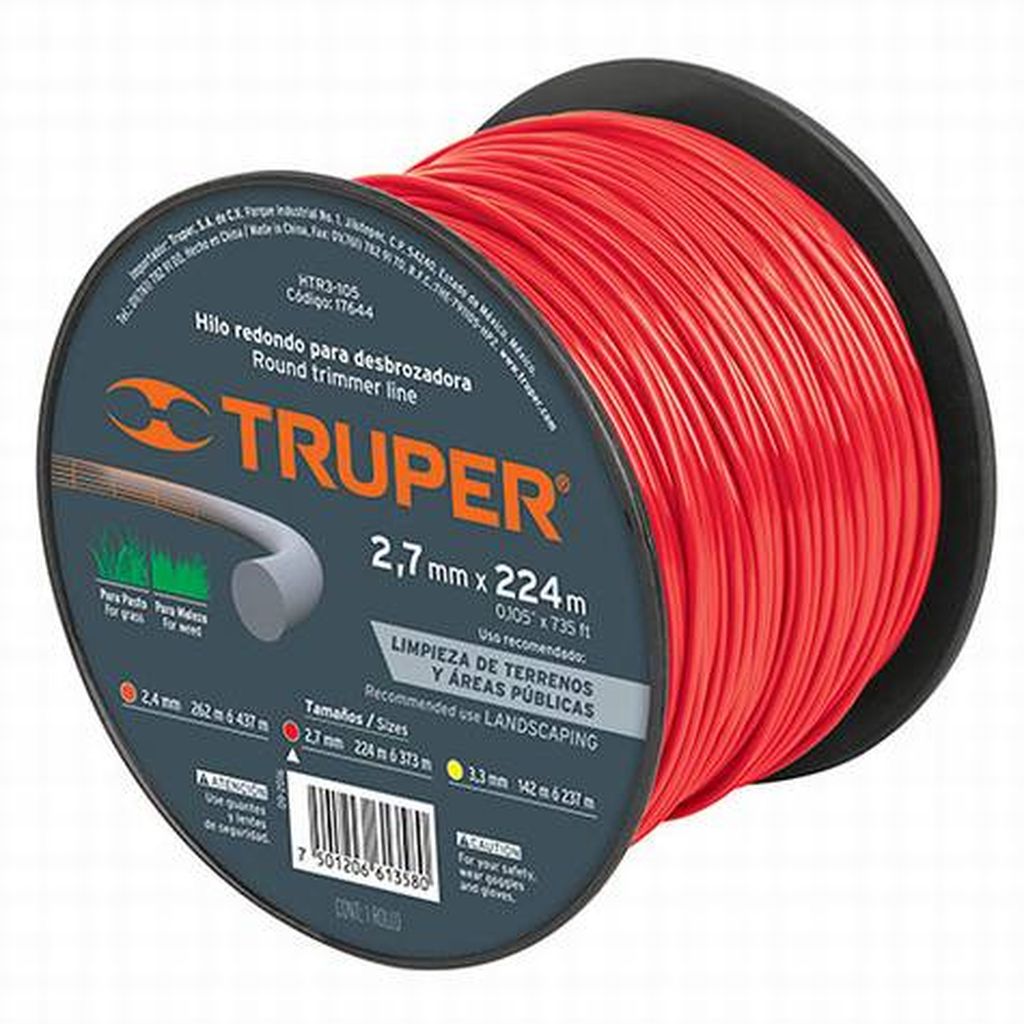 Carrete de hilo para desbrozadora, 2.7 mm x 224 m, Truper HTR3-105, 17644