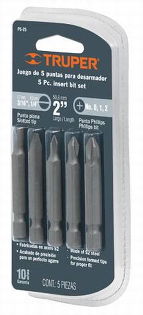 Estuche con 5 puntas de cruz y planas largo 2', Expert PUDE-1001, 17786