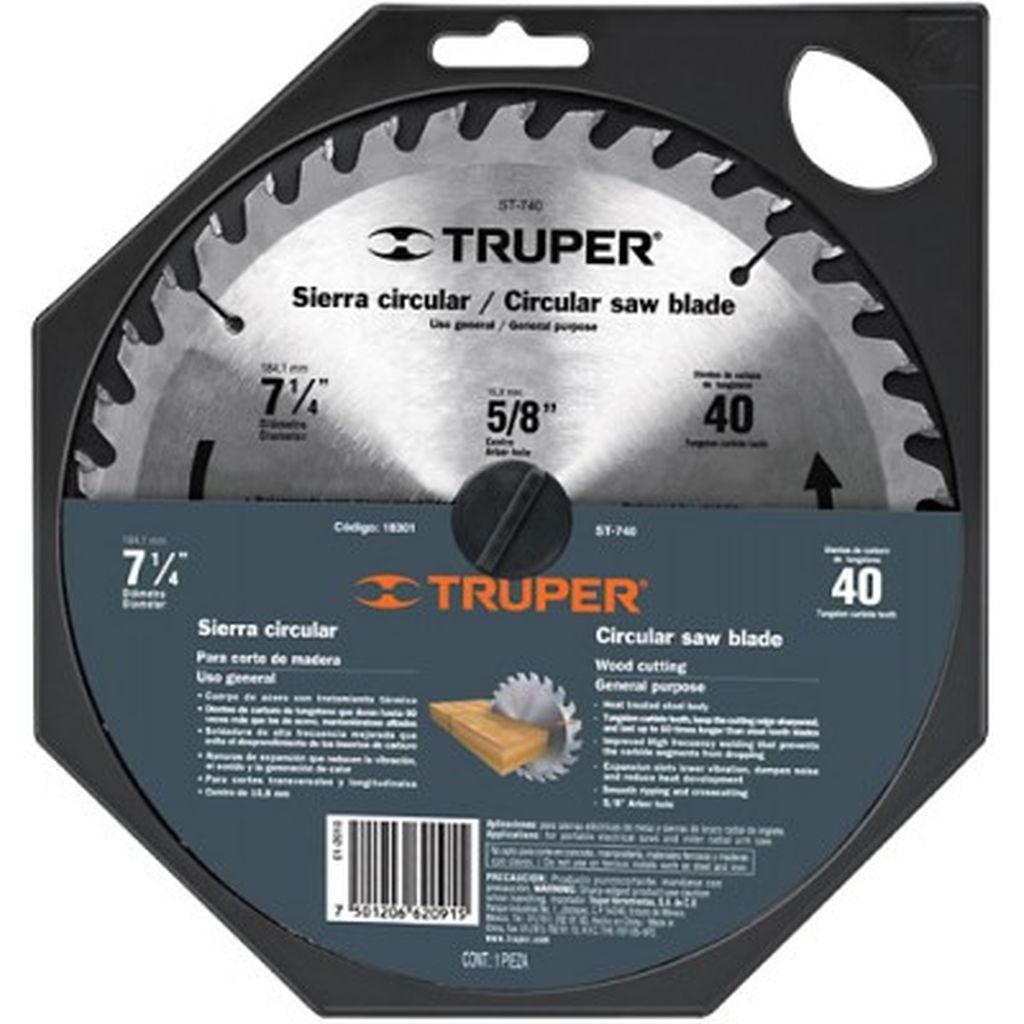 Disco sierra 7- 1/4' para madera, 20 dientes centro 5/8' ST-720, 18299