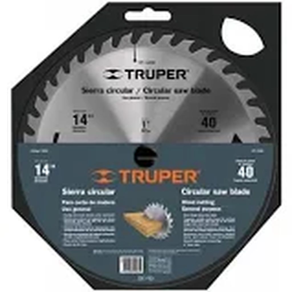 Disco sierra 14' para madera, 60 dientes centro 1', Truper ST-1460E, 18323