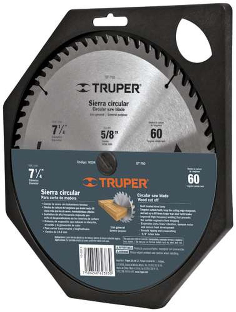 Disco sierra 7- 1/4' para madera, 60 dientes centro 5/8' ST-760, 18324