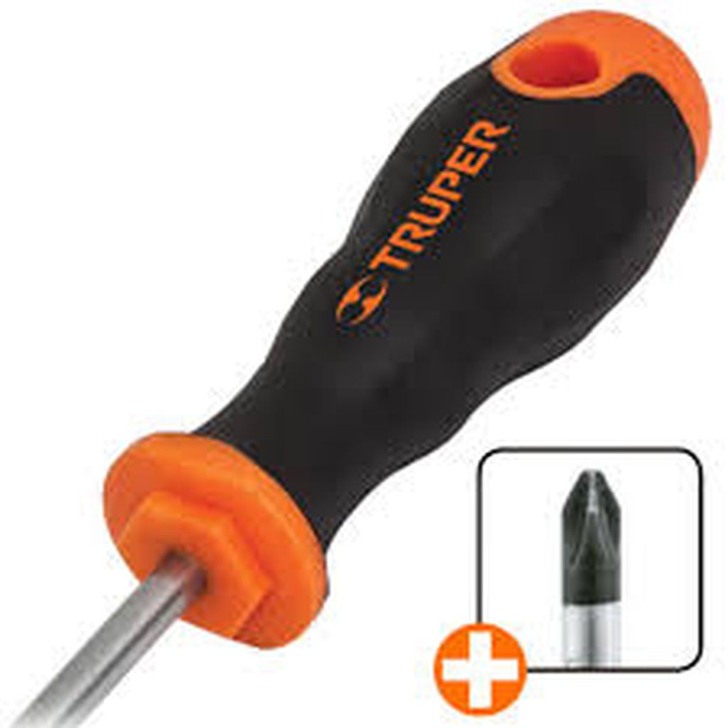 Desarmador de cruz 5/16' x 6' mango Comfort Grip, Truper DP-5/16X6B, 18548