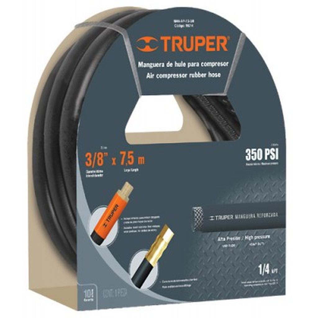 Manguera de hule para compresor, 15 m x 3/8', Truper MAN-AP-15-3/8, 19017