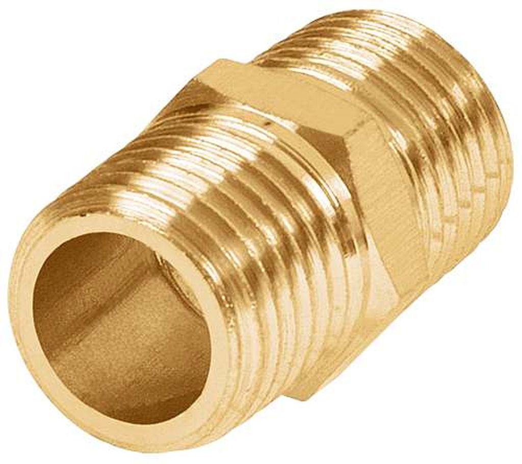 Niple macho-macho de latón, cuerda 1/4' NPT, Truper NIPLE, 19024